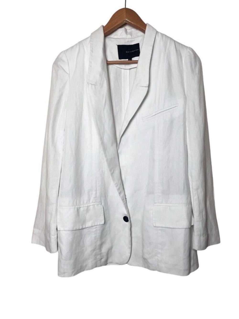 Kai-aakmann Women’s Sz Medium White Cotton Flax Blazer Jacket